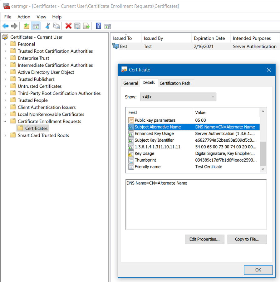 CSR in certificate manager