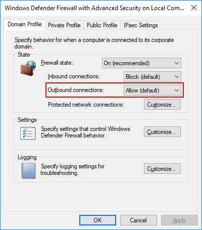 Windows Defender defaults